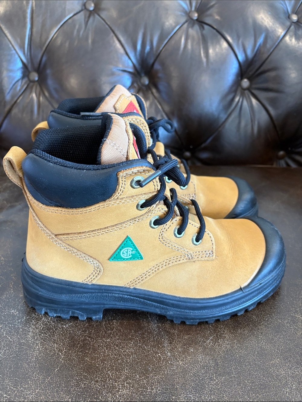 Protective Steel-Toe Leather Lace-Up Boots Size 7.5